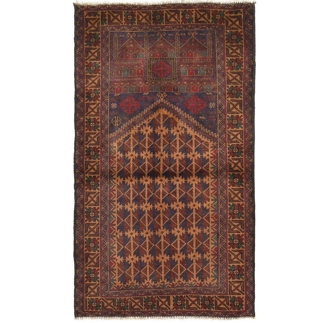 Afghan Prayer Rug 3' 0" x 5' 3" Hand-Knotted | No. AL65500