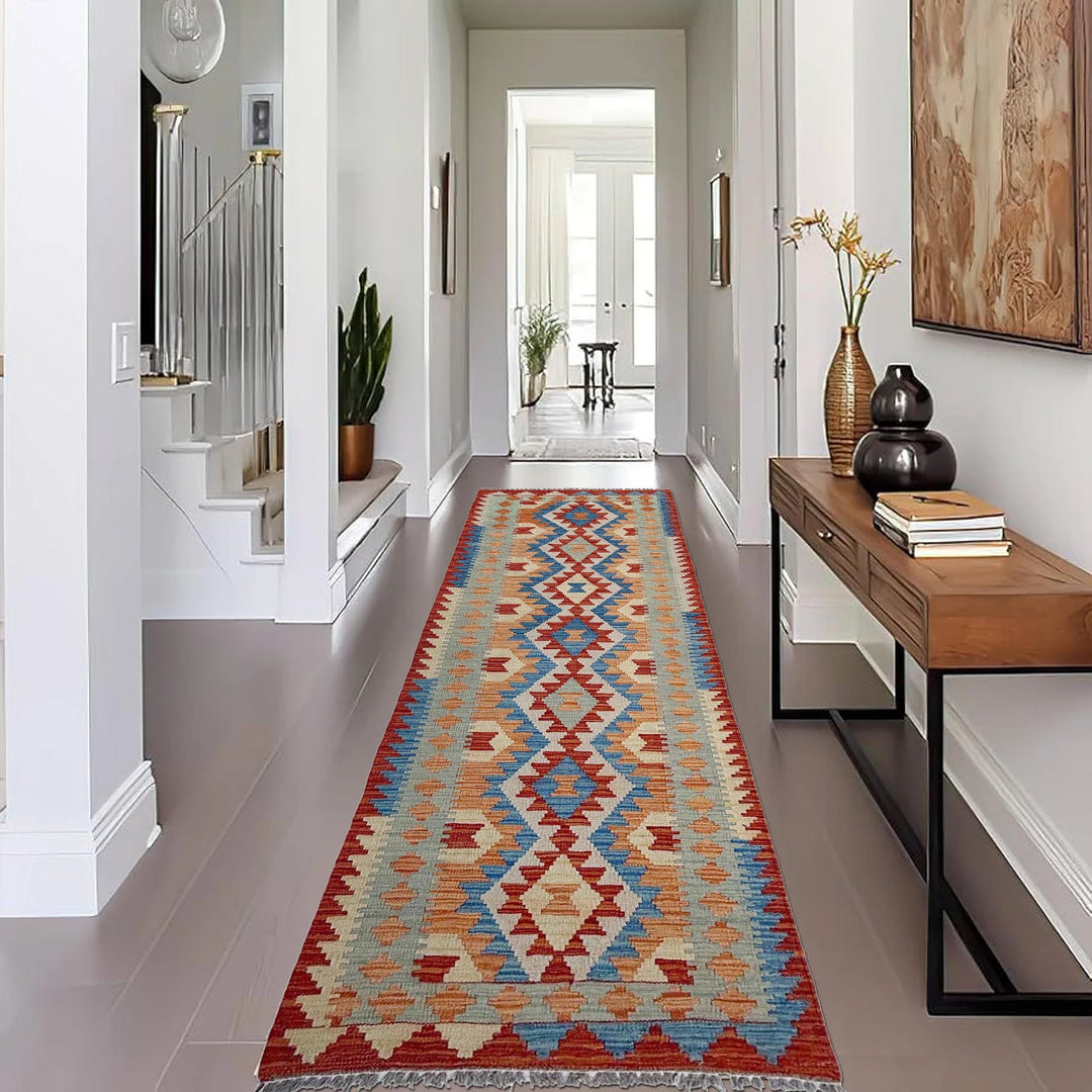 Afghan Vegetable Kilim Rug 2' 7" x 9' 7" Flat-Weave | No. AL655110