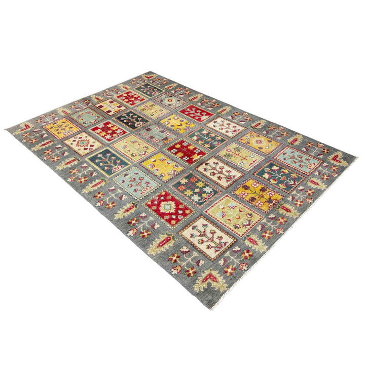 Gray Afghan Bakhtiar Rug 3' 11" x 6' 0" Hand-Knotted | No. AL65529
