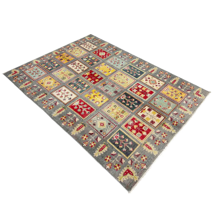 Gray Afghan Bakhtiar Rug 3' 11" x 6' 0" Hand-Knotted | No. AL65529