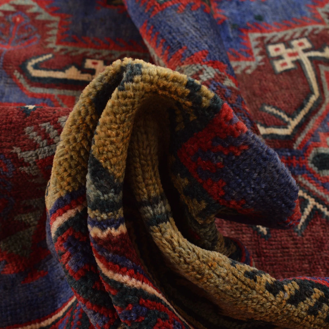 Blue Afghan Baluchi Rug 3'11" x 6'3" Hand-Knotted | No. AL656569
