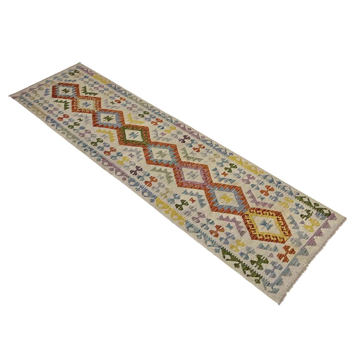 Multicolor Afghan Vegetable Kilim Rug 2'6" x 9'8" Flat-Weave | No. AL657242
