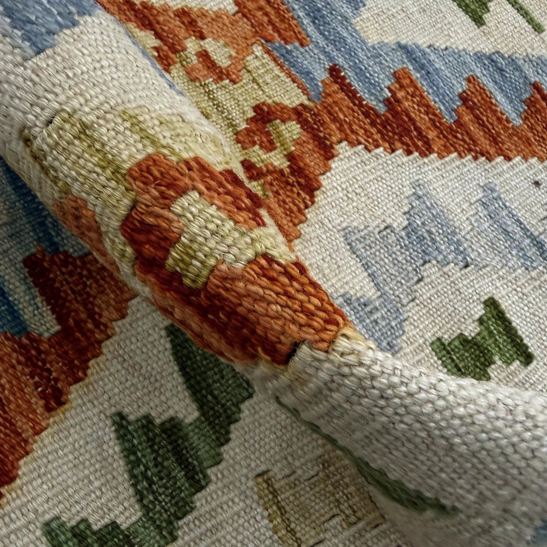 Multicolor Afghan Vegetable Kilim Rug 2'6" x 9'8" Flat-Weave | No. AL657242