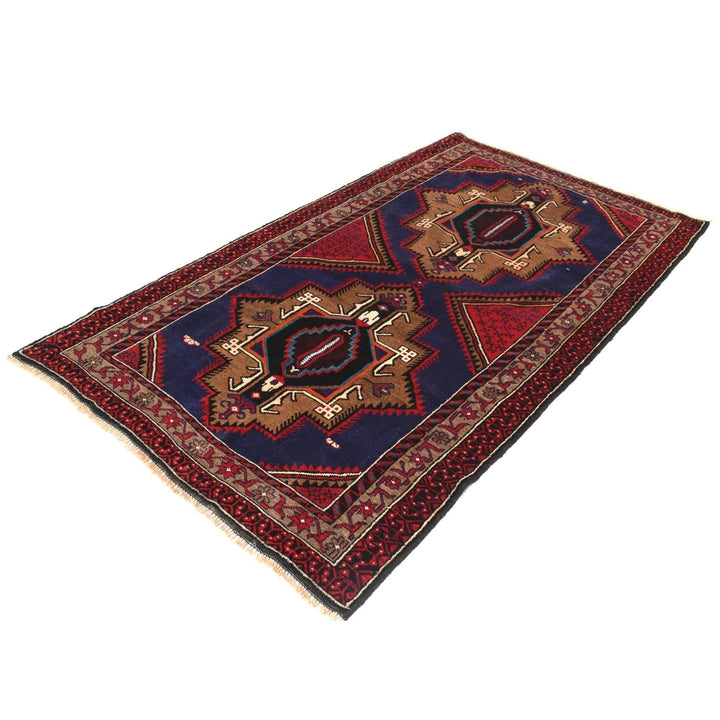 Blue Afghan Baluchi Rug 3' 7" x 6' 5" Hand-Knotted | No. AL65749