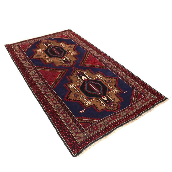 Blue Afghan Baluchi Rug 3' 7" x 6' 5" Hand-Knotted | No. AL65749