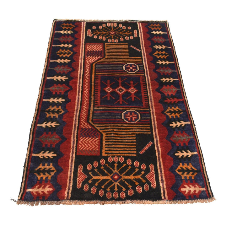 Afghan Baluchi Rug 2' 10" x 4' 8" Hand-Knotted | No. AL65789