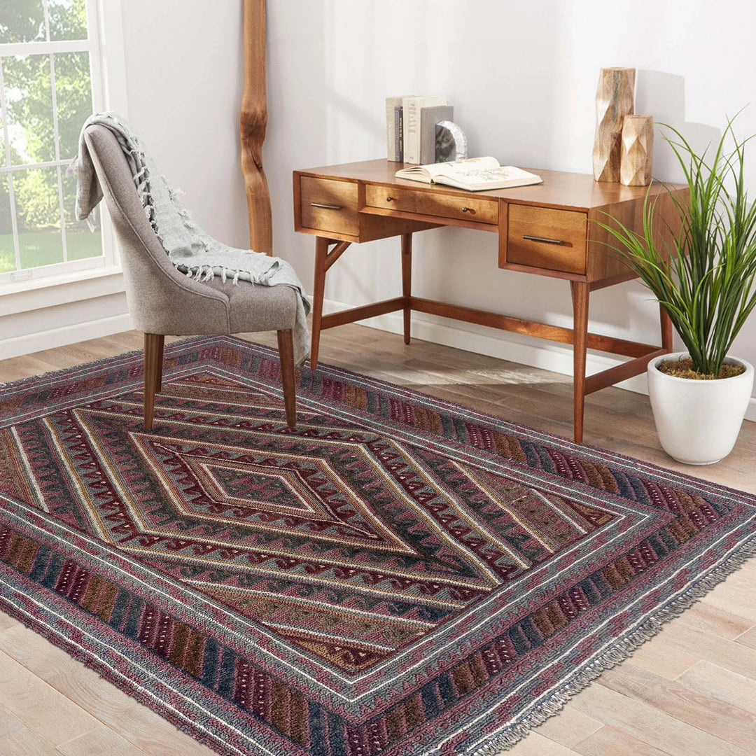 Multicolor Afghan Mashwani Rug 3' 10" x 4' 4" Hand-Knotted | No. AL65848
