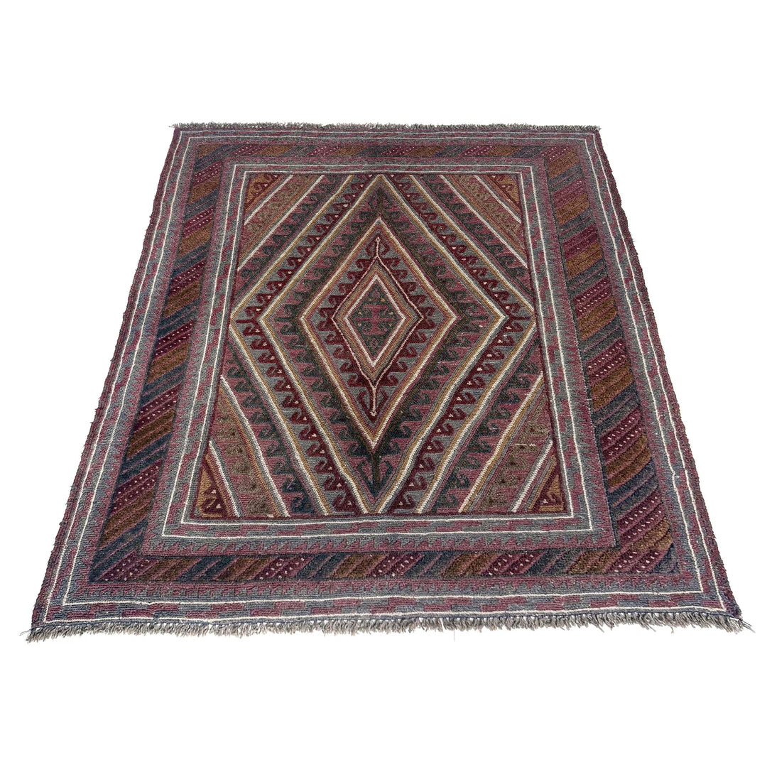 Multicolor Afghan Mashwani Rug 3' 10" x 4' 4" Hand-Knotted | No. AL65848