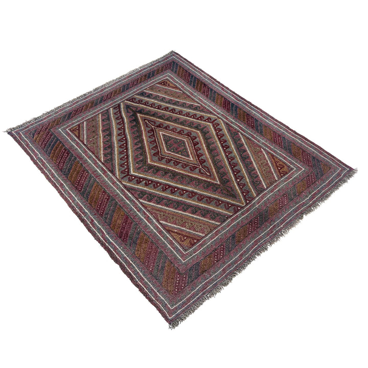 Multicolor Afghan Mashwani Rug 3' 10" x 4' 4" Hand-Knotted | No. AL65848
