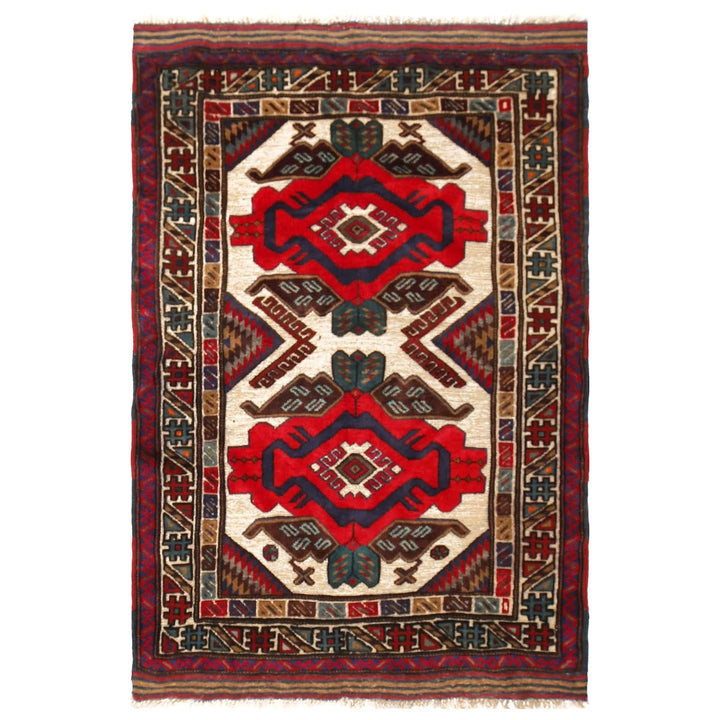 Beige Afghan Barjasta Kilim Rug 3' 1" x 4' 6" Flat-Weave | No. AL65875