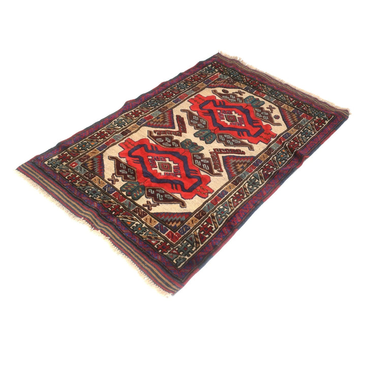 Beige Afghan Barjasta Kilim Rug 3' 1" x 4' 6" Flat-Weave | No. AL65875