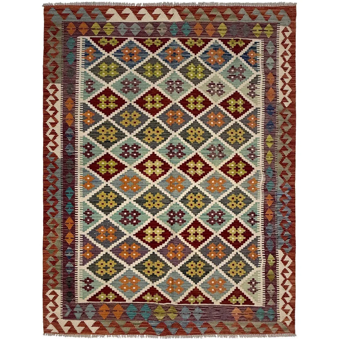 Afghan Kilim Rug 4' 11" x 6' 4" Flat-Weave | No. AL65929