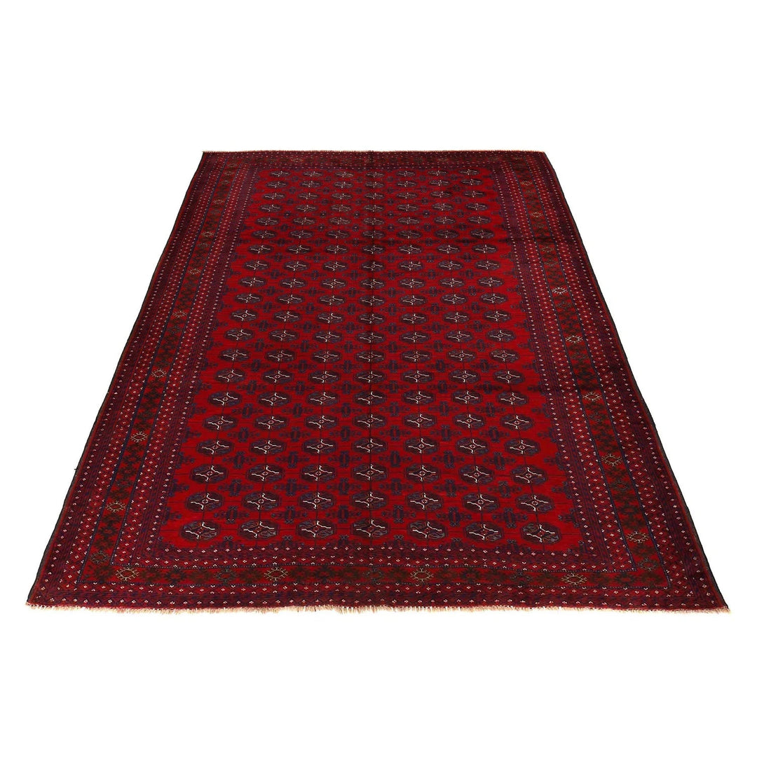 Red Afghan Baluchi Rug 6' 6" x 9' 1" Hand-Knotted | No. AL65947