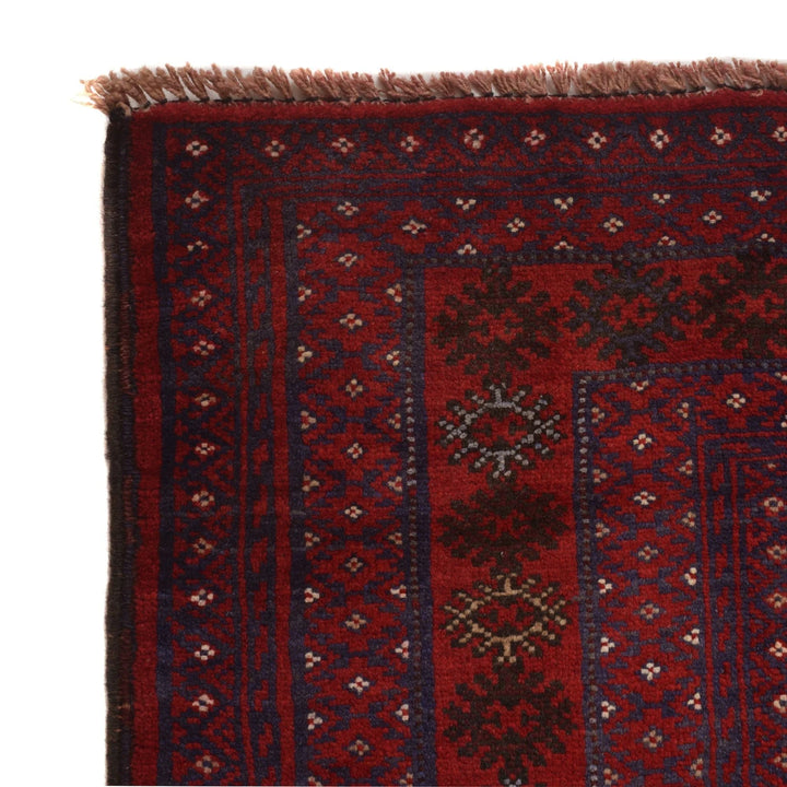 Red Afghan Baluchi Rug 6' 6" x 9' 1" Hand-Knotted | No. AL65947