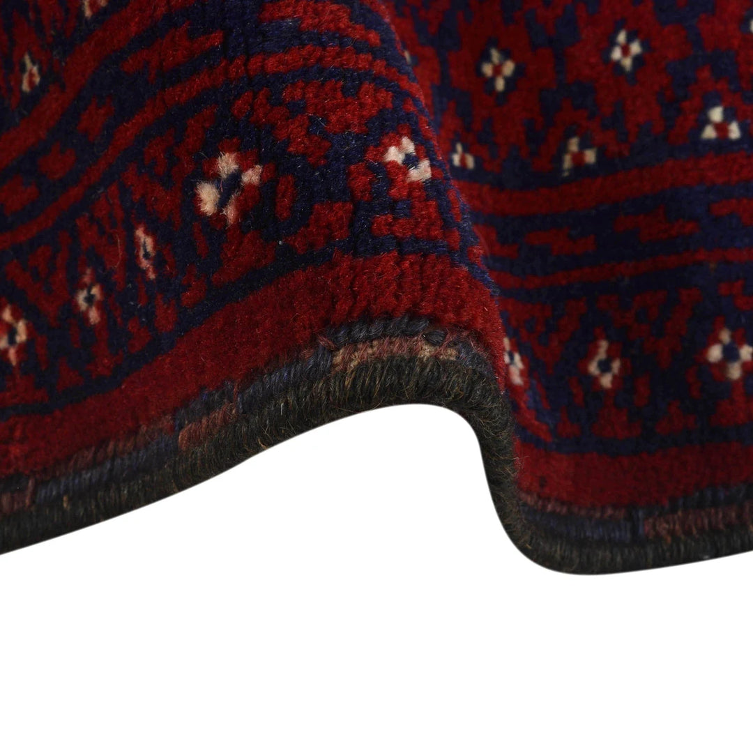 Red Afghan Baluchi Rug 6' 6" x 9' 1" Hand-Knotted | No. AL65947