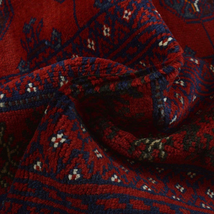 Red Afghan Baluchi Rug 6' 6" x 9' 1" Hand-Knotted | No. AL65947