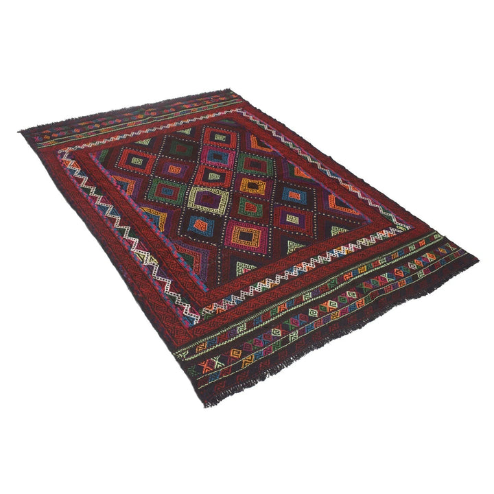 Afghan Suzuni Rug 4' 5" x 6' 11" Flat-Weave | No. AL65963