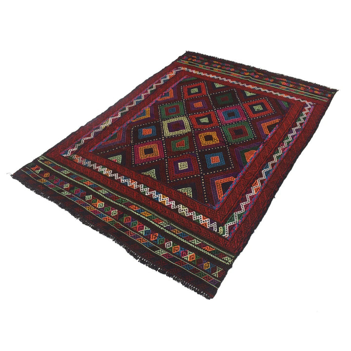 Afghan Suzuni Rug 4' 5" x 6' 11" Flat-Weave | No. AL65963