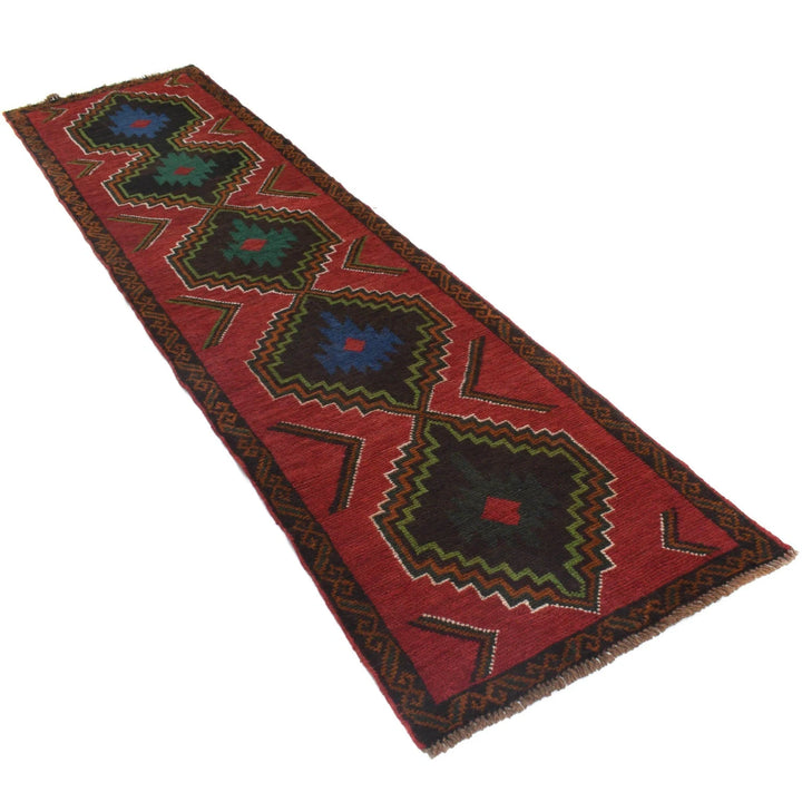 Red Afghan Baluchi Runner 2' 5" x 9' 9" Hand-Knotted | No. AL65997