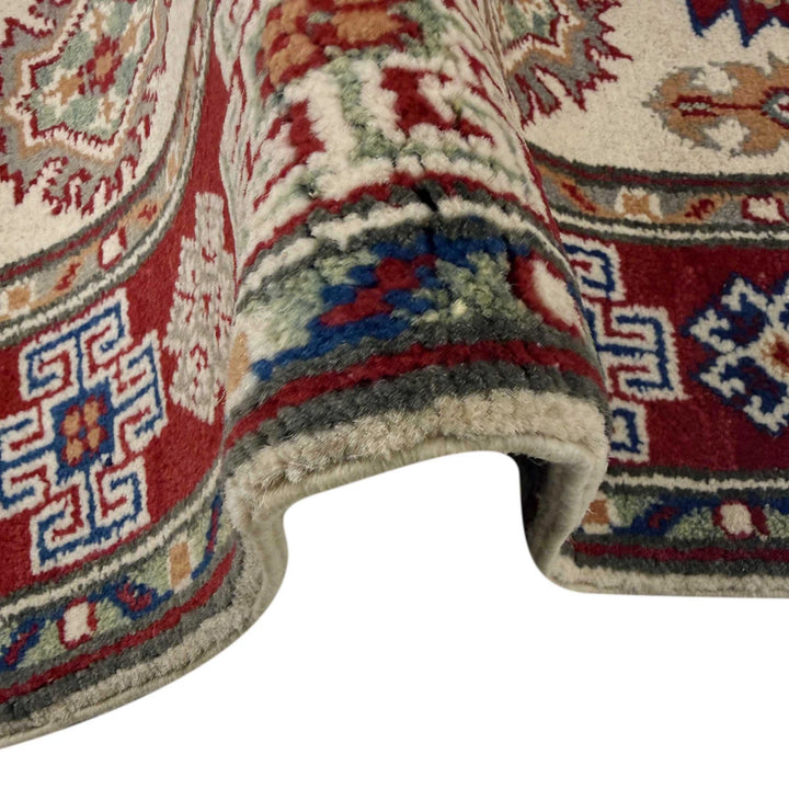 Beige Afghan Kazak Rug 2'7" x 3'10" Hand-Knotted | No. AL66001