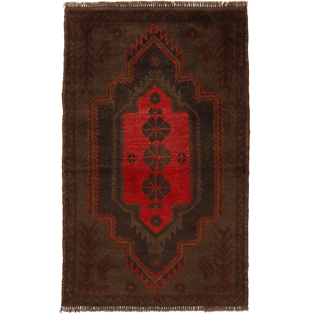 Brown Pakistani Overdye Rug 2' 9" x 4' 6" Hand-Knotted | No. AL66042