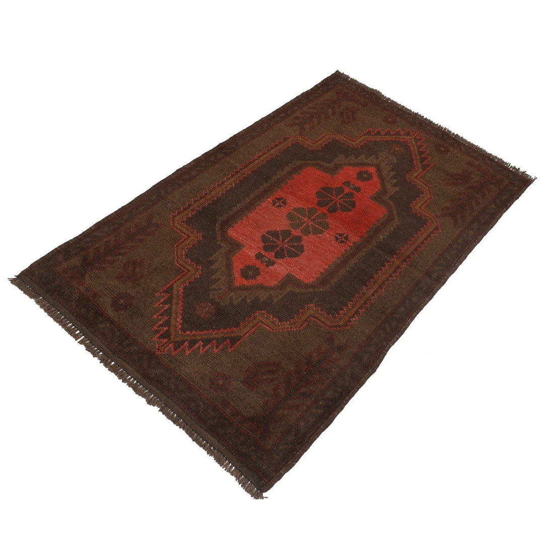 Brown Pakistani Overdye Rug 2' 9" x 4' 6" Hand-Knotted | No. AL66042