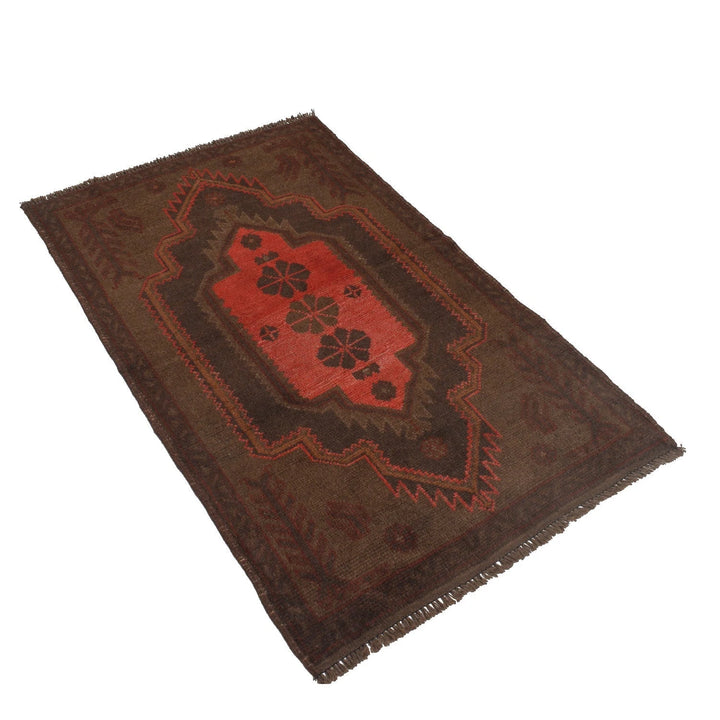 Brown Pakistani Overdye Rug 2' 9" x 4' 6" Hand-Knotted | No. AL66042