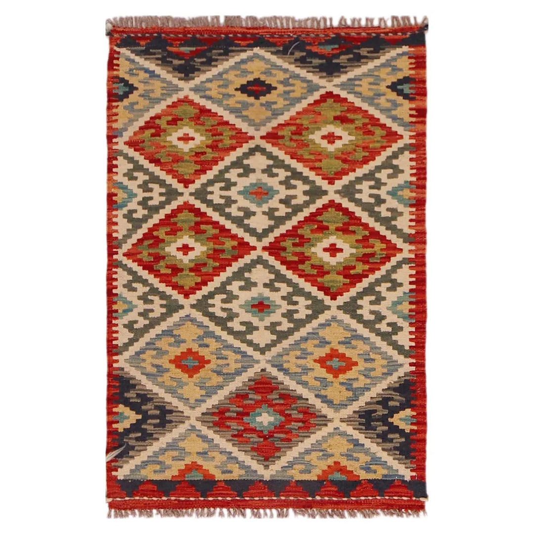 Afghan Kilim Rug 2' 1" x 3' 3" Flat-Weave | No. AL66095