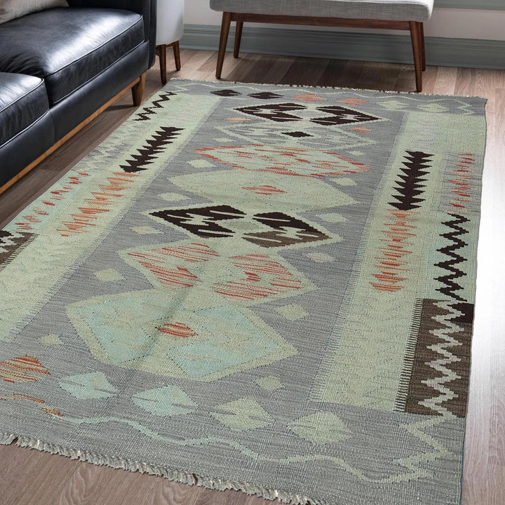 Afghan Overdyed Kilim Rug 3' 11" x 5' 6" Flat-Weave | No. AL66143