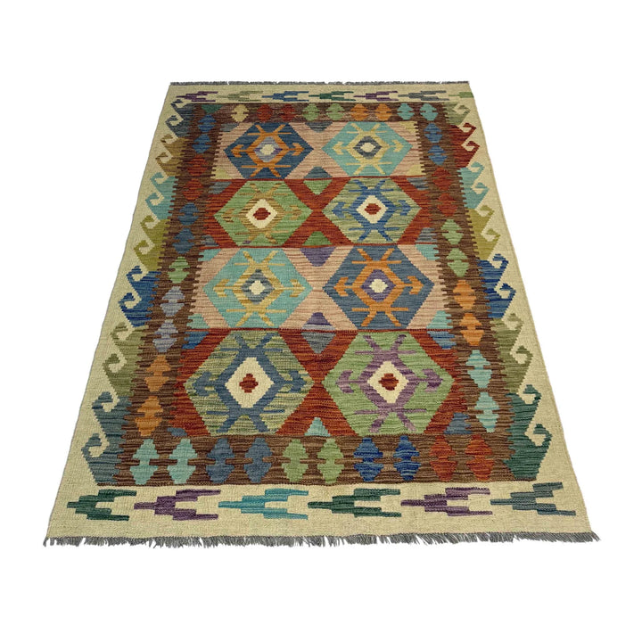 Afghan Vegetable Kilim Rug 4' 0" x 6' 6" Flat-Weave | No. AL661465