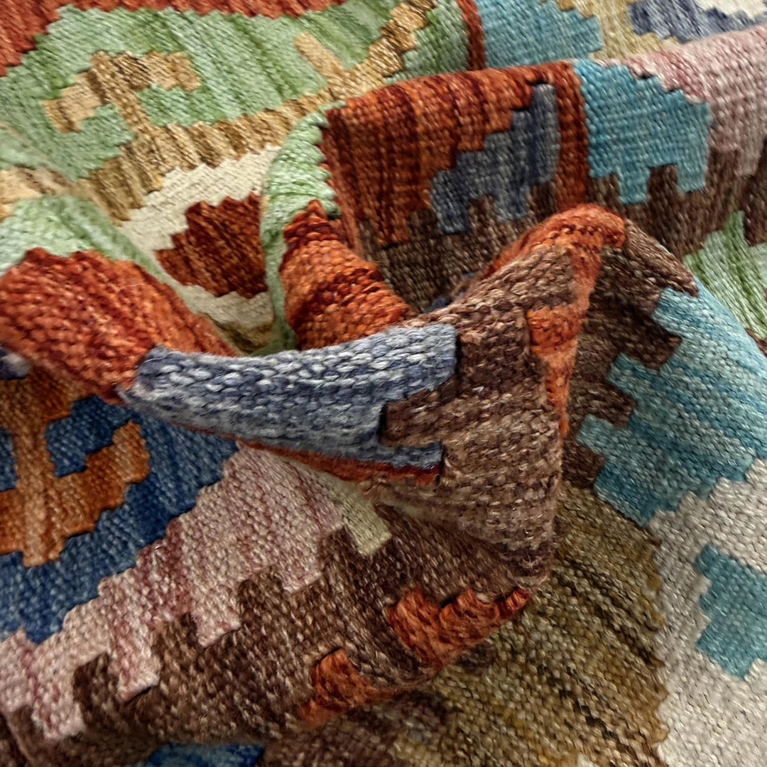 Afghan Vegetable Kilim Rug 4' 0" x 6' 6" Flat-Weave | No. AL661465