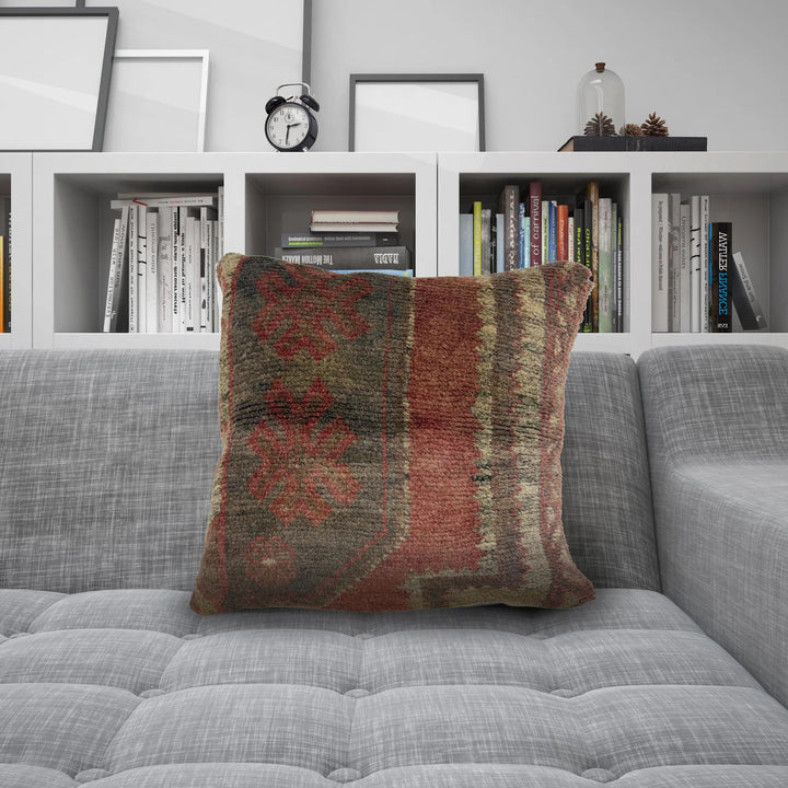 Afghan Oriental Pillow Cover 1' 5" x 1' 5" Hand-Knotted | No. AL661769