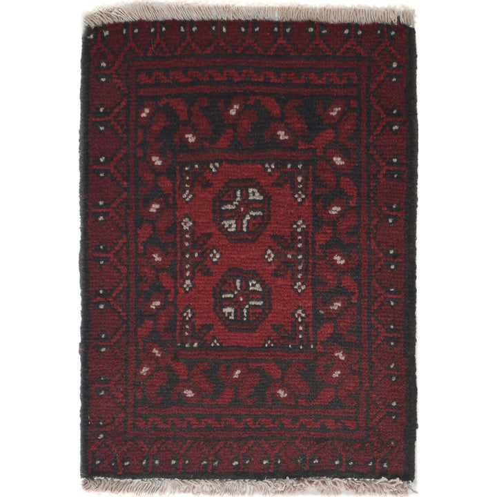 Red Afghan Oriental Rug 1' 5" x 2' 0" Hand-Knotted | No. AL66193