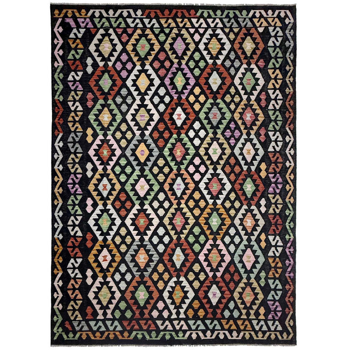 Afghan Vegetable Kilim Rug 6' 6" x 9' 7" Flat-Weave | No. AL662153