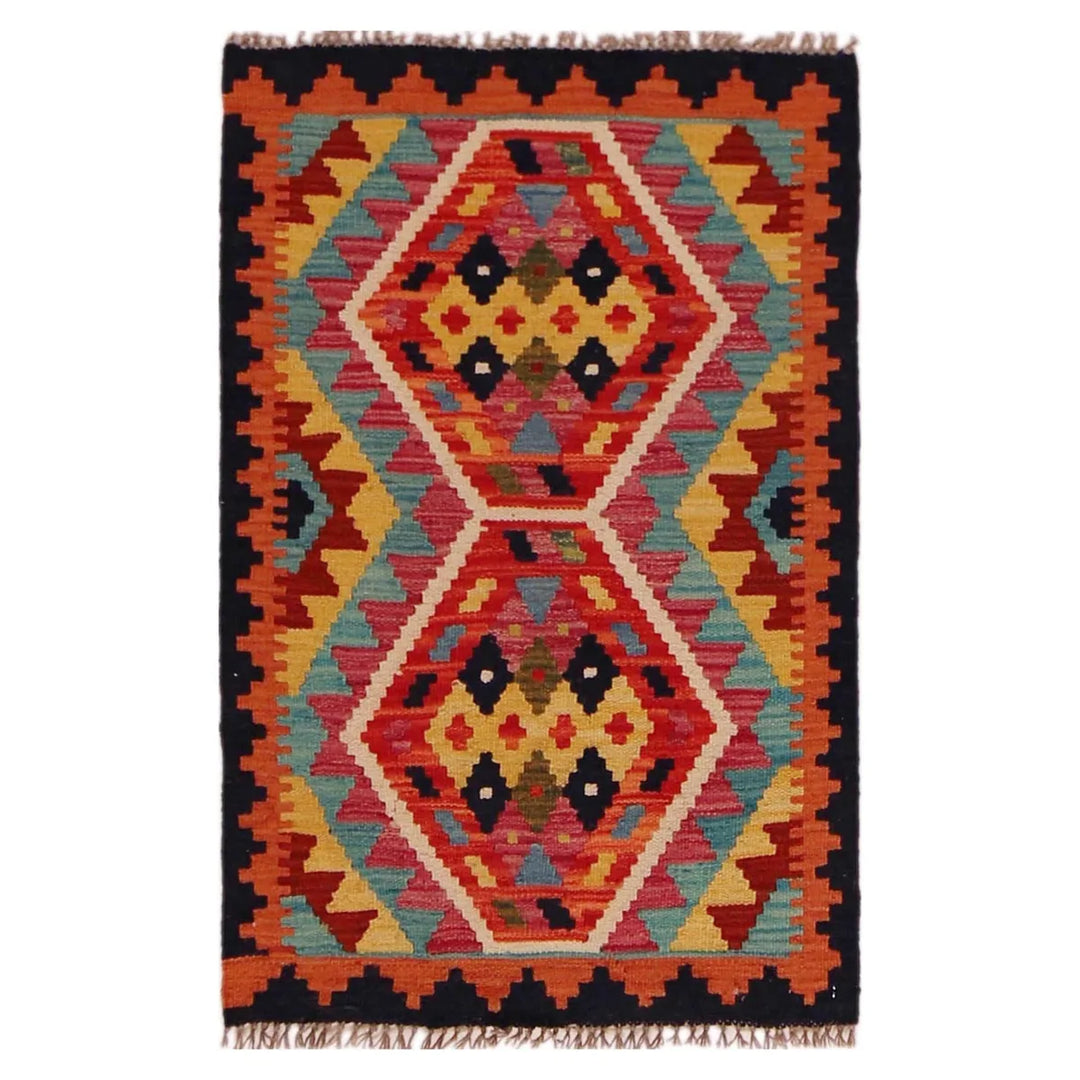Afghan Vegetable Kilim Rug 2' 0" x 3' 1" Flat-Weave | No. AL66229