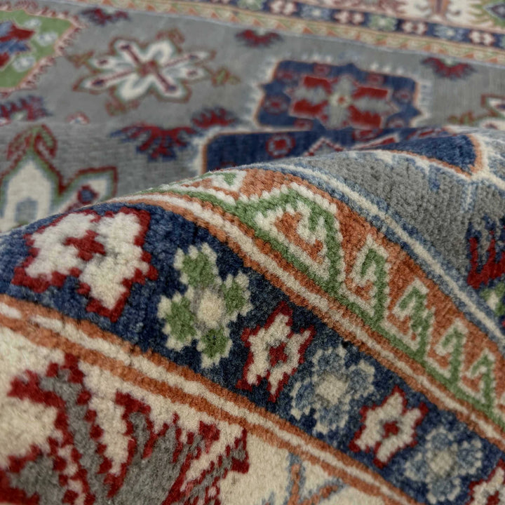 Gray Afghan Kazak Rug 4' 11" x 6' 6" Hand-Knotted | No. AL66271
