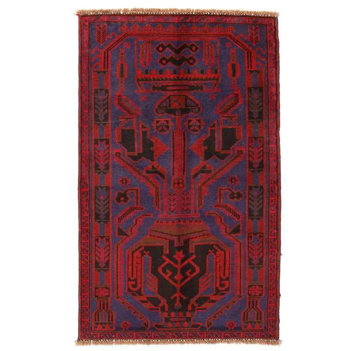 Navy Afghan Baluchi Rug 2'11" x 4'8" Hand-Knotted | No. AL66301