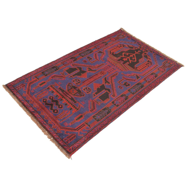 Navy Afghan Baluchi Rug 2'11" x 4'8" Hand-Knotted | No. AL66301