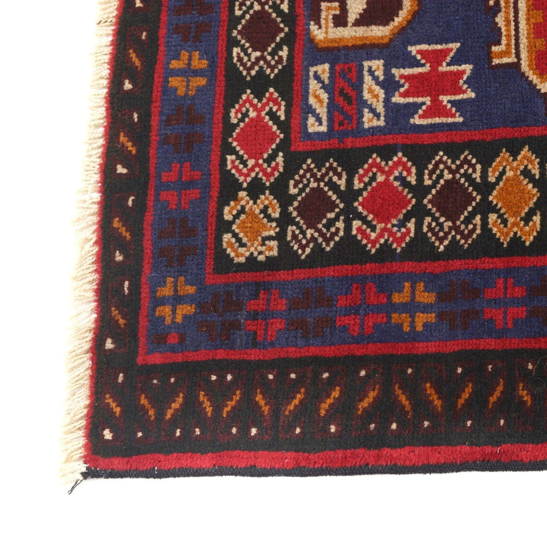 Red Afghan Baluchi Rug 3' 9" x 5' 9" Hand-Knotted | No. AL66326