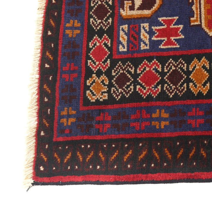 Red Afghan Baluchi Rug 3' 9" x 5' 9" Hand-Knotted | No. AL66326