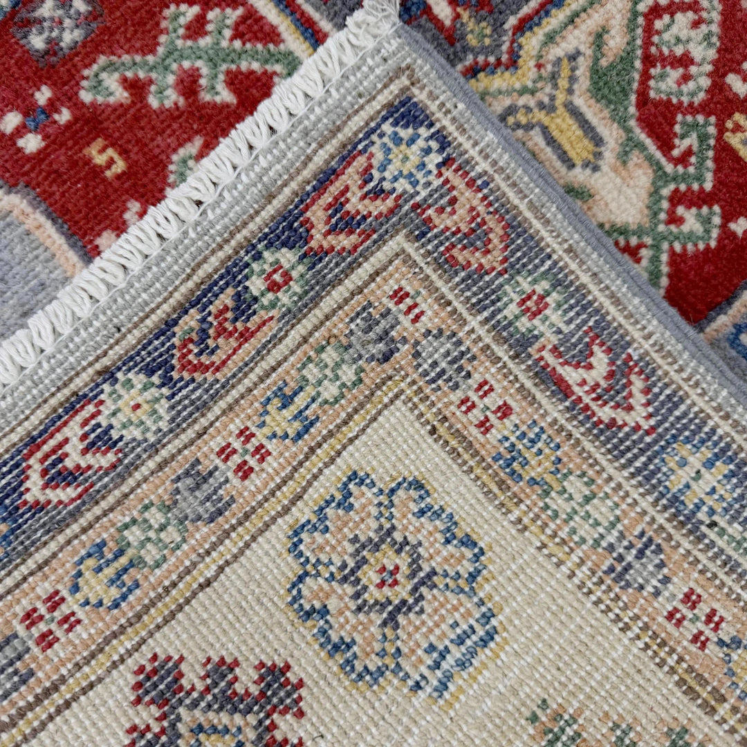 Afghan Kazak Rug 3' 9" x 6' 7" Hand-Knotted | No. AL66397