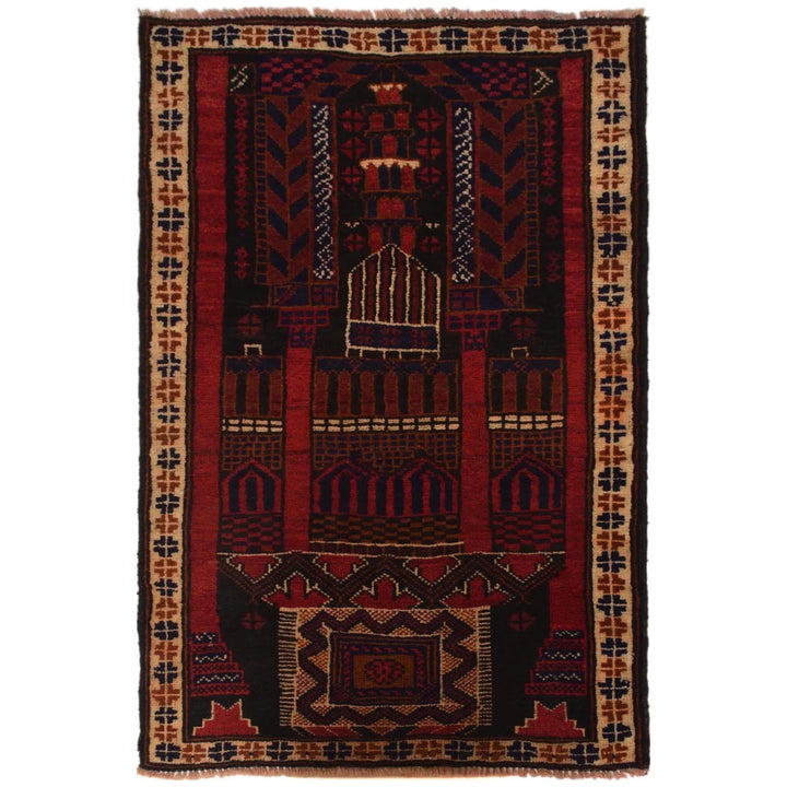 Afghan Prayer Rug 2' 9" x 4' 6" Hand-Knotted | No. AL66407