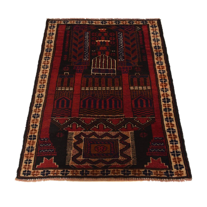 Afghan Prayer Rug 2' 9" x 4' 6" Hand-Knotted | No. AL66407