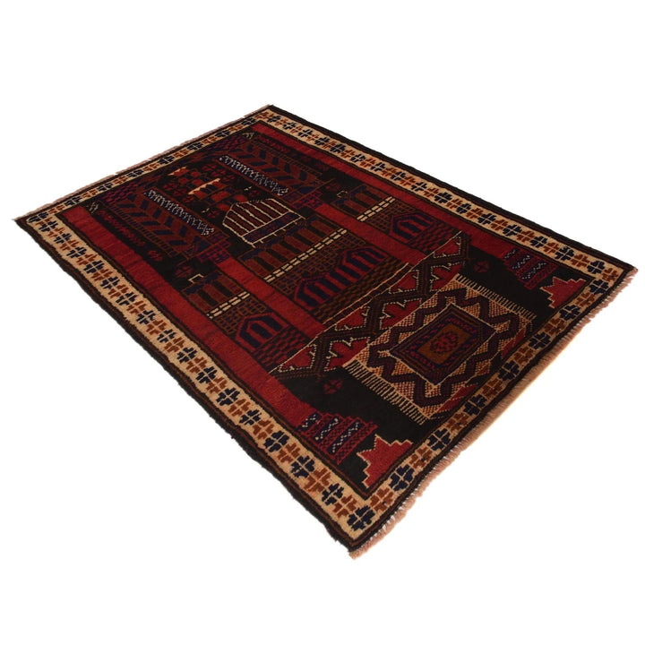 Afghan Prayer Rug 2' 9" x 4' 6" Hand-Knotted | No. AL66407