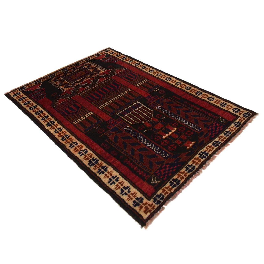 Afghan Prayer Rug 2' 9" x 4' 6" Hand-Knotted | No. AL66407