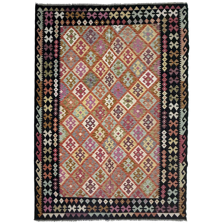 Afghan Vegetable Kilim Rug 6'11" x 10'0" Flat-Weave | No. AL664124