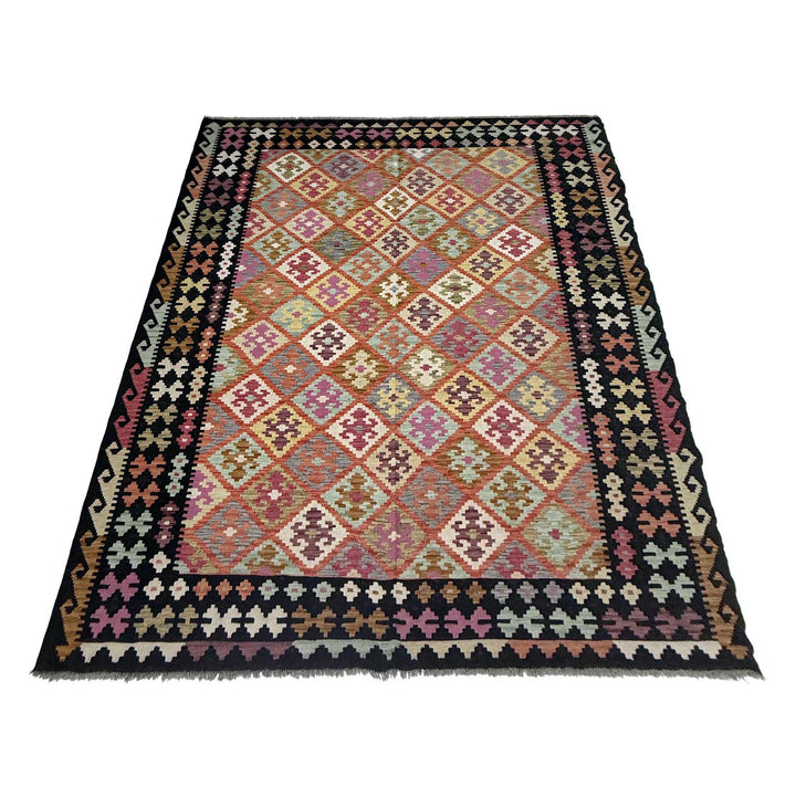 Afghan Vegetable Kilim Rug 6'11" x 10'0" Flat-Weave | No. AL664124