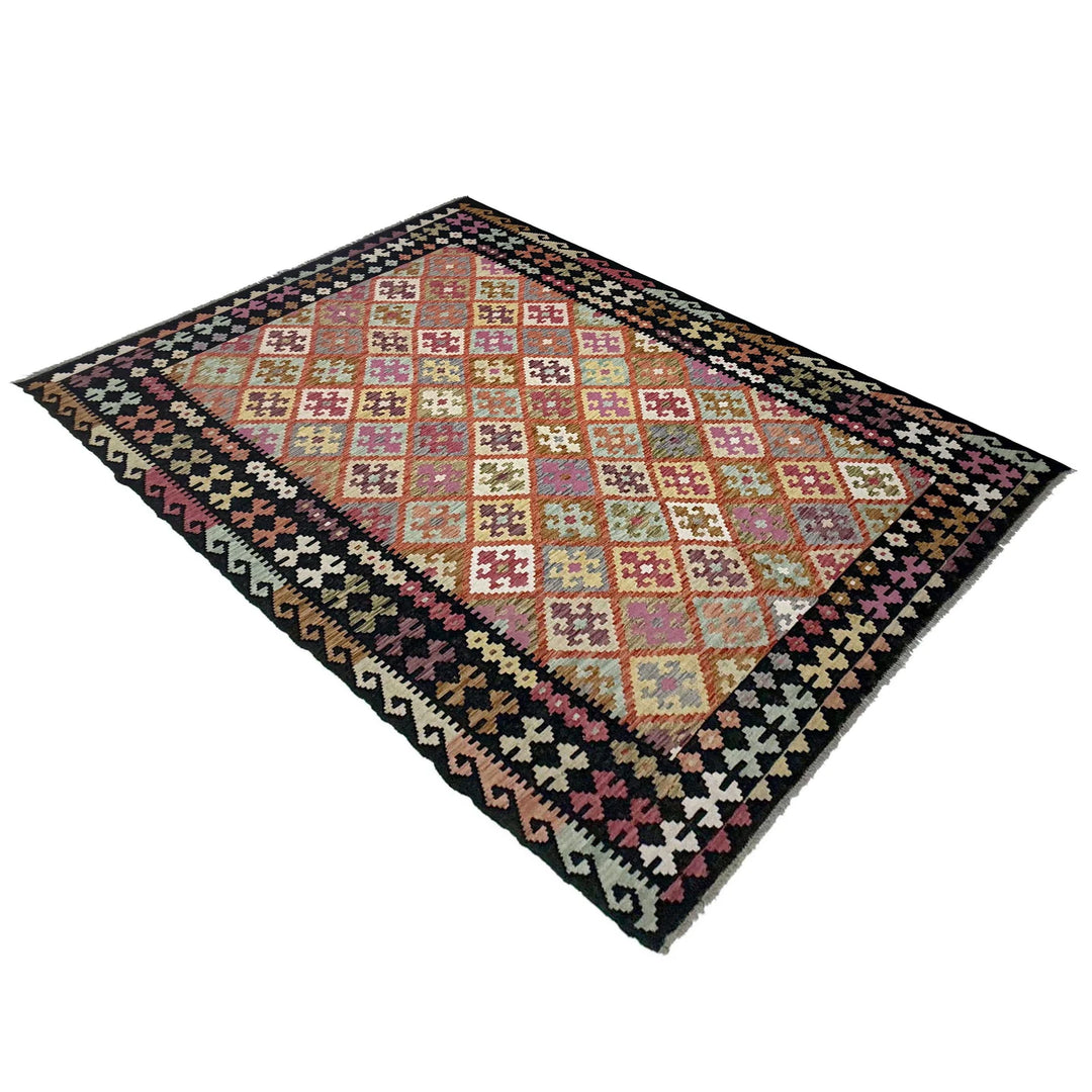 Afghan Vegetable Kilim Rug 6'11" x 10'0" Flat-Weave | No. AL664124