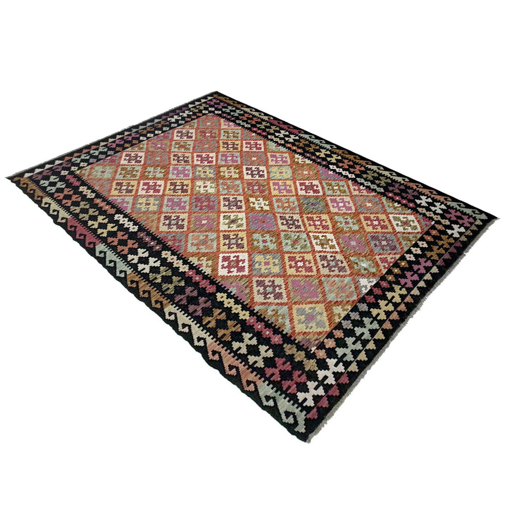 Afghan Vegetable Kilim Rug 6'11" x 10'0" Flat-Weave | No. AL664124