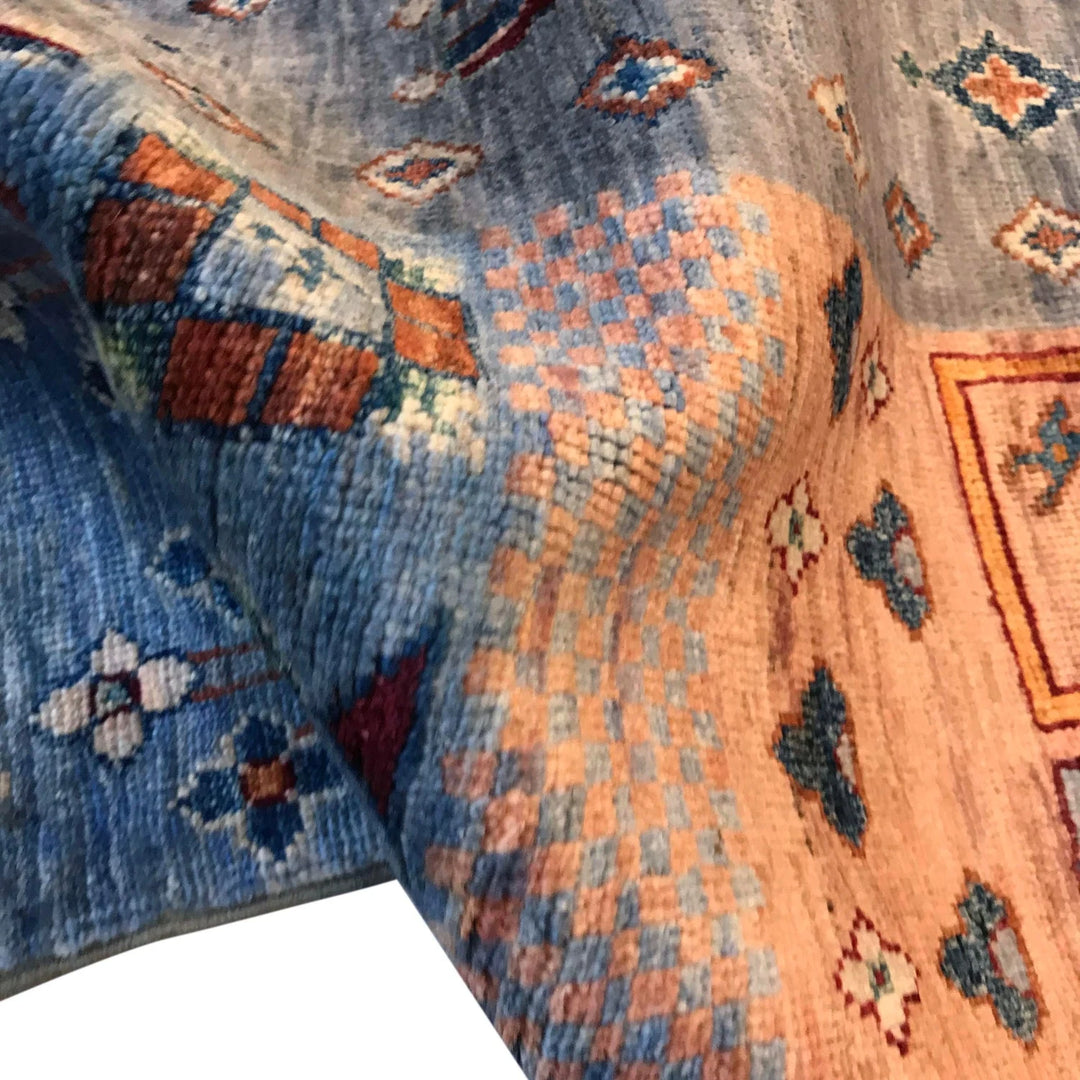 Blue Afghan Shikargah Rug 6' 7" x 9' 8" Hand-Knotted | No. AL66437